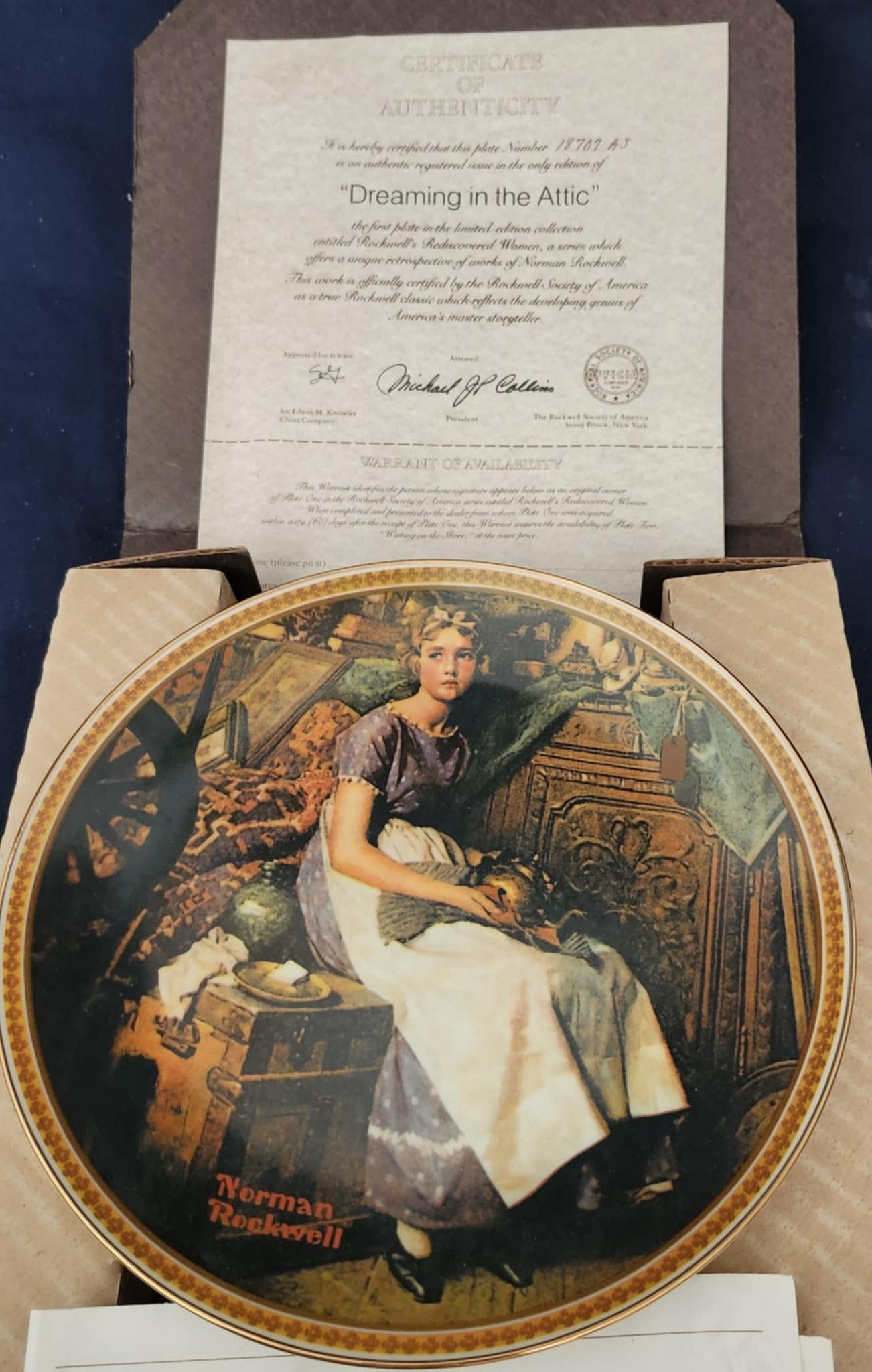 VINTAGE Norman Rockwell "Dreaming in the Attic" Knowles Collector Plate
