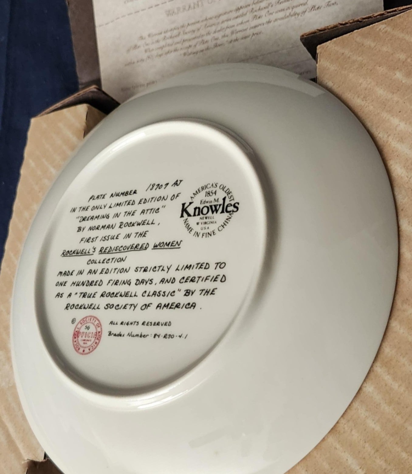 VINTAGE Norman Rockwell "Dreaming in the Attic" Knowles Collector Plate