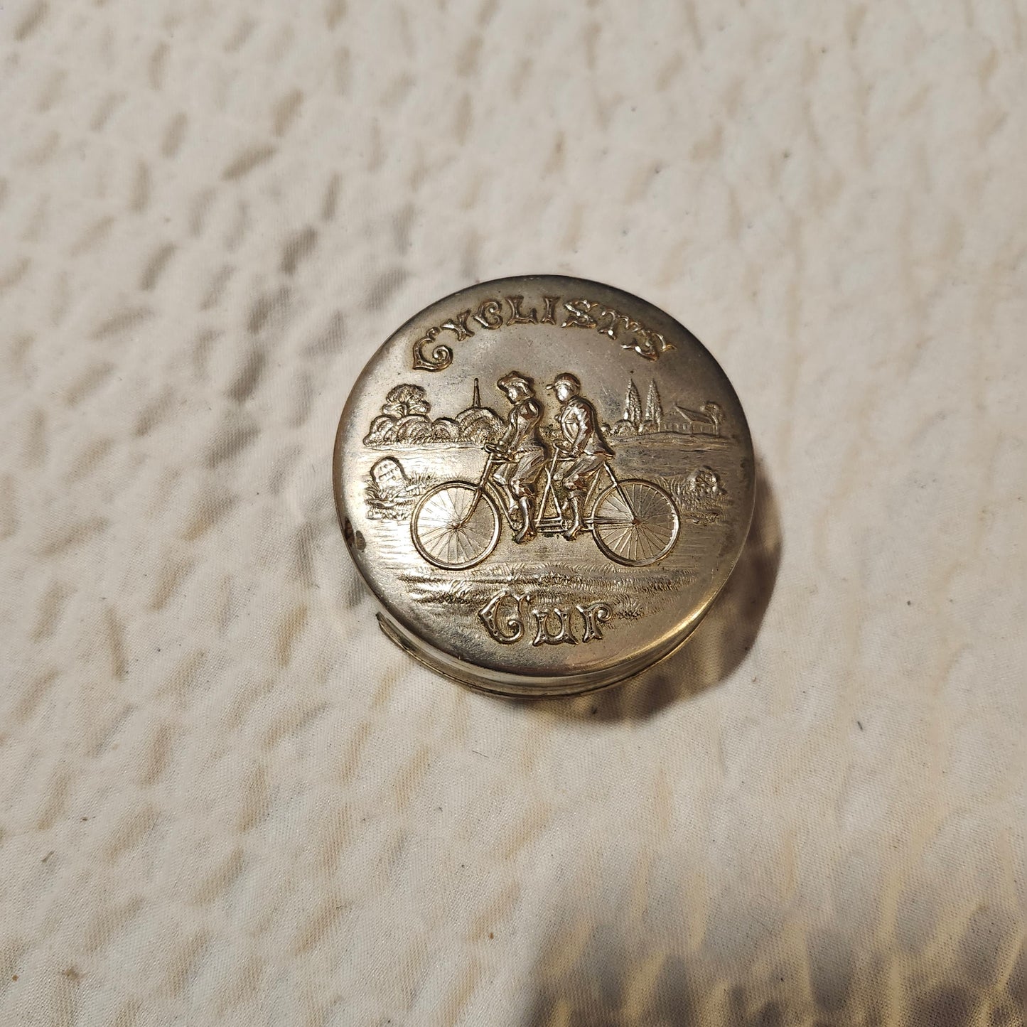 Vintage Collapsing Bicyclist Cup
